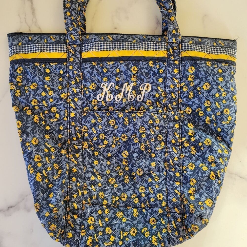 Floral quilted fabric tote shopping bag crafts hobby medium size material purse